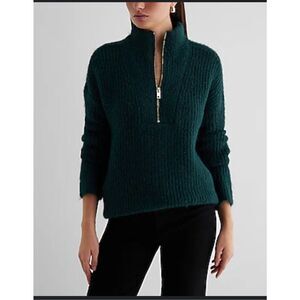 Express‎ fuzzy knit quarter zip tunic sweater small